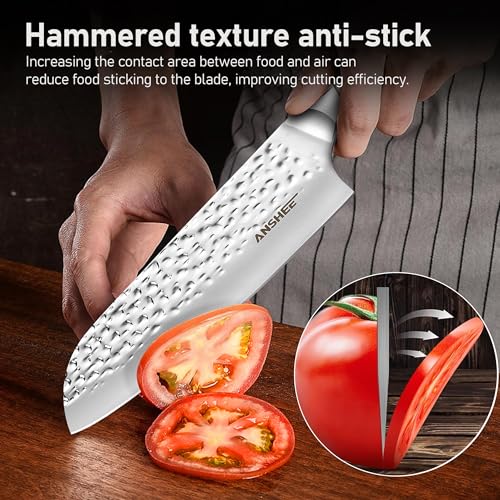 7 Inch Japanese Santoku Knife - Precision Cold Forged Chef Knife for Slicing Meat, Vegetables, Fruits, Multipurpose Kitc