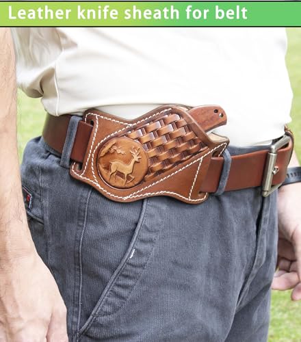 Belt-Friendly Leather Knife Sheath for 4" to 5.5" Closed Folding Knives
| Durable Leather Knife Sheath for Belt, Fits 4