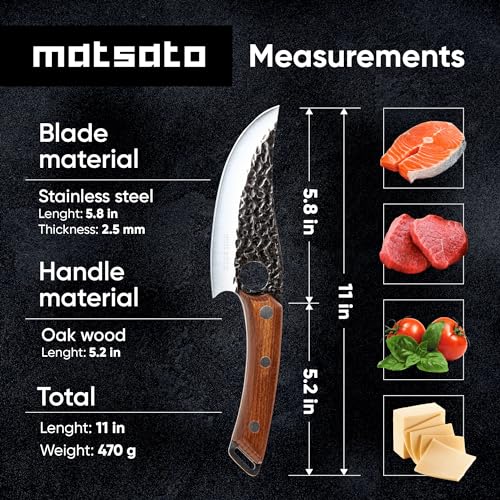 Matsato Premium Chef Knife for Professional Chefs - Sharp Cutting Edge with Durable Premium Leather Sheath
| Matsato 3