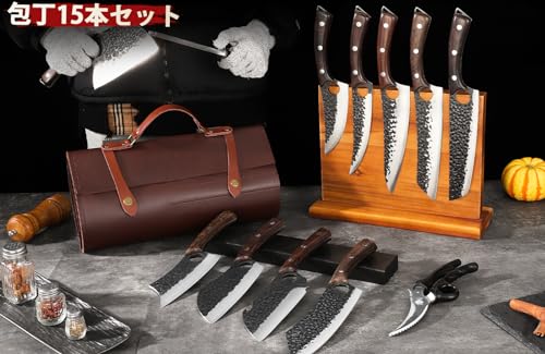 Serbian Chef Knife Set for Dad with Knife Bag High Carbon Steel Hand Forged Butcher Knife Set Gifts for Dad
