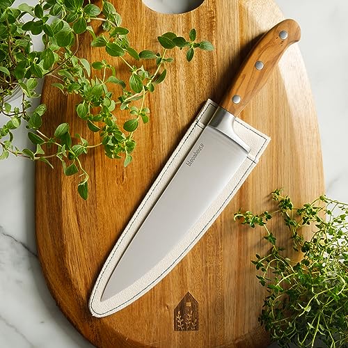 Oprah's Favorite Things 8 Inch German Steel Chef Knife with Italian Olive Wood Forged Handle for Kitchen Professionals