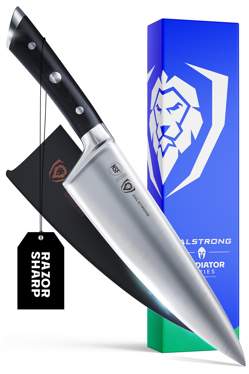 DALSTRONG Gladiator Series ELITE Chef Knife - 8 inch Blade - Professional Full Tang - Razor Sharp - Forged HC German Ste