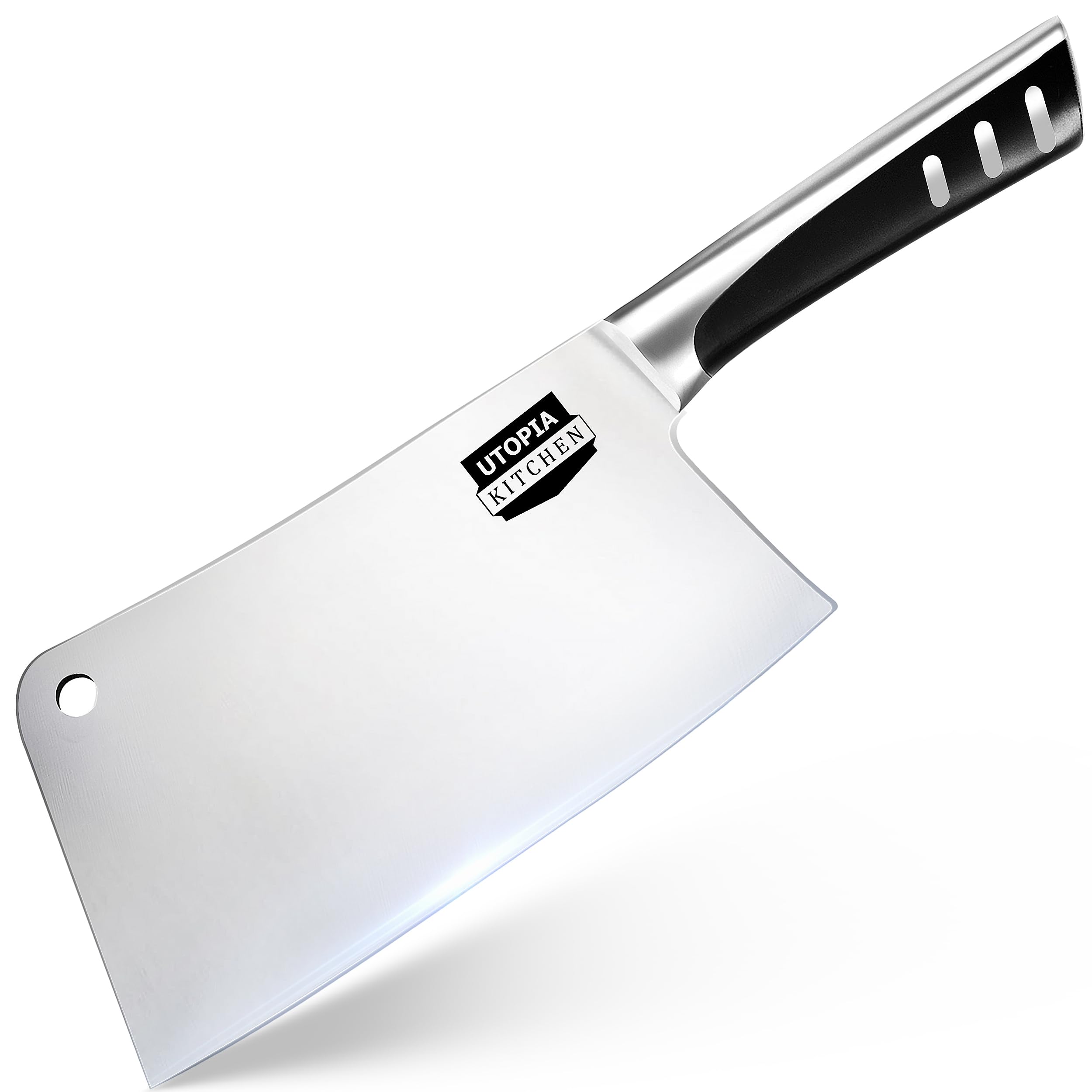 Utopia Kitchen 7 Inch Cleaver Knife: Stainless Steel Chef Butcher Knife for Meat & Vegetable Chopping Multipurpose Kitch