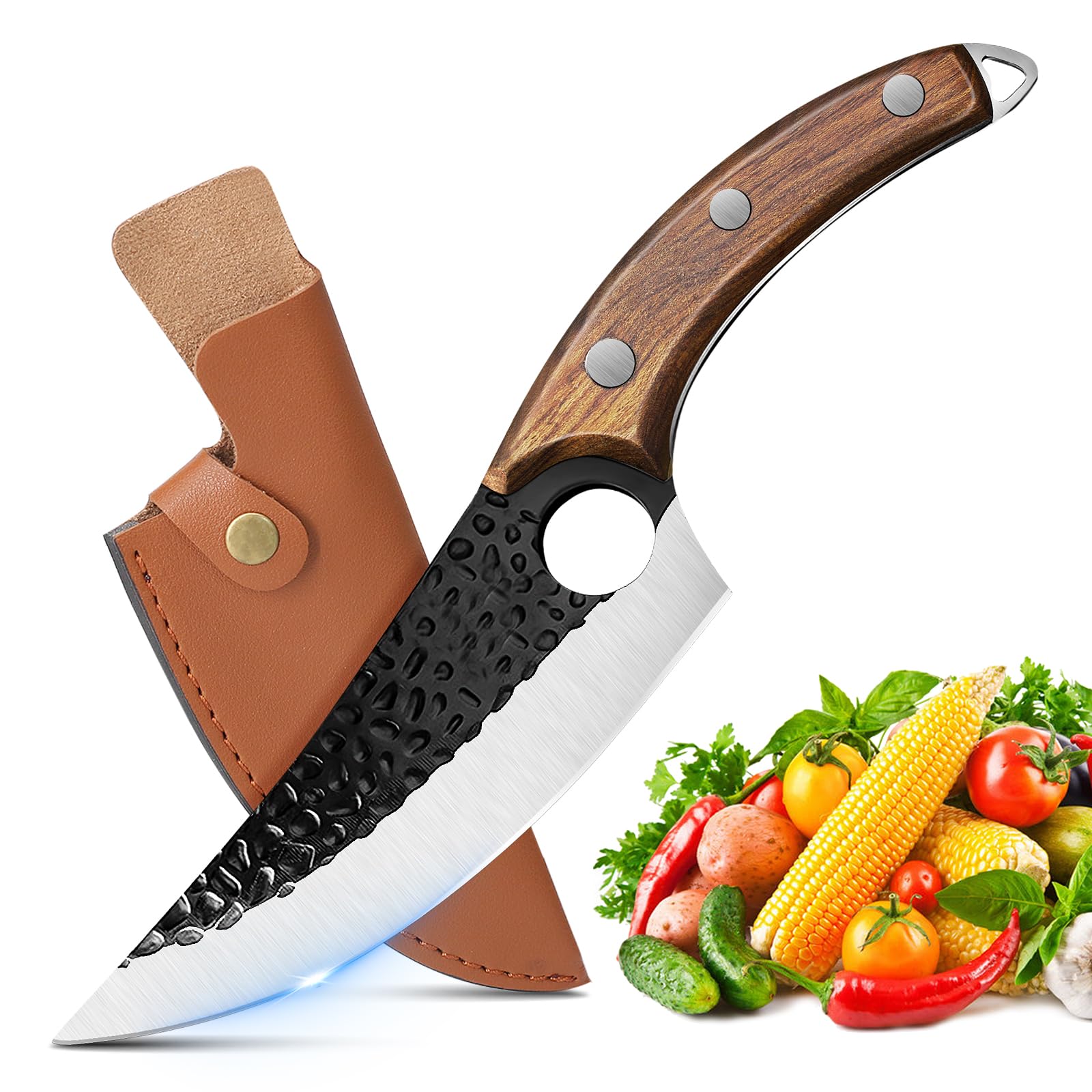 High Carbon Steel Hand Forged Boning Knife for Kitchen & Camping
| Viking & Japanese Blades Butcher Knife with Sheath,
