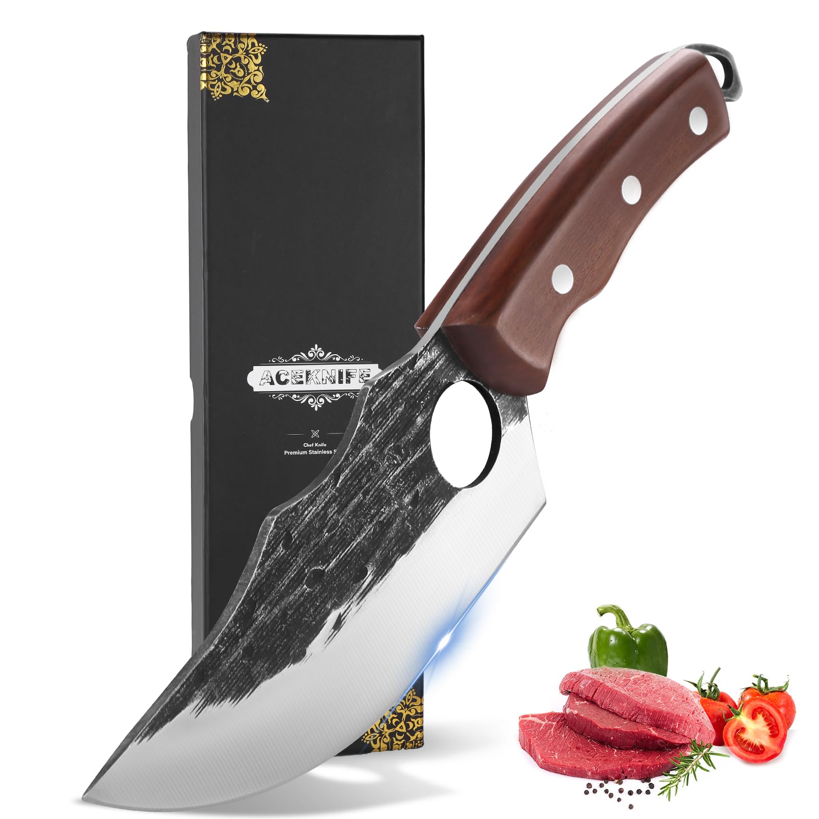 ACE Knife Japan Upgraded Viking Knives for Meat - Effortlessly Slice, Dice, and Chop Meats
| Hand Forged Butcher Knives