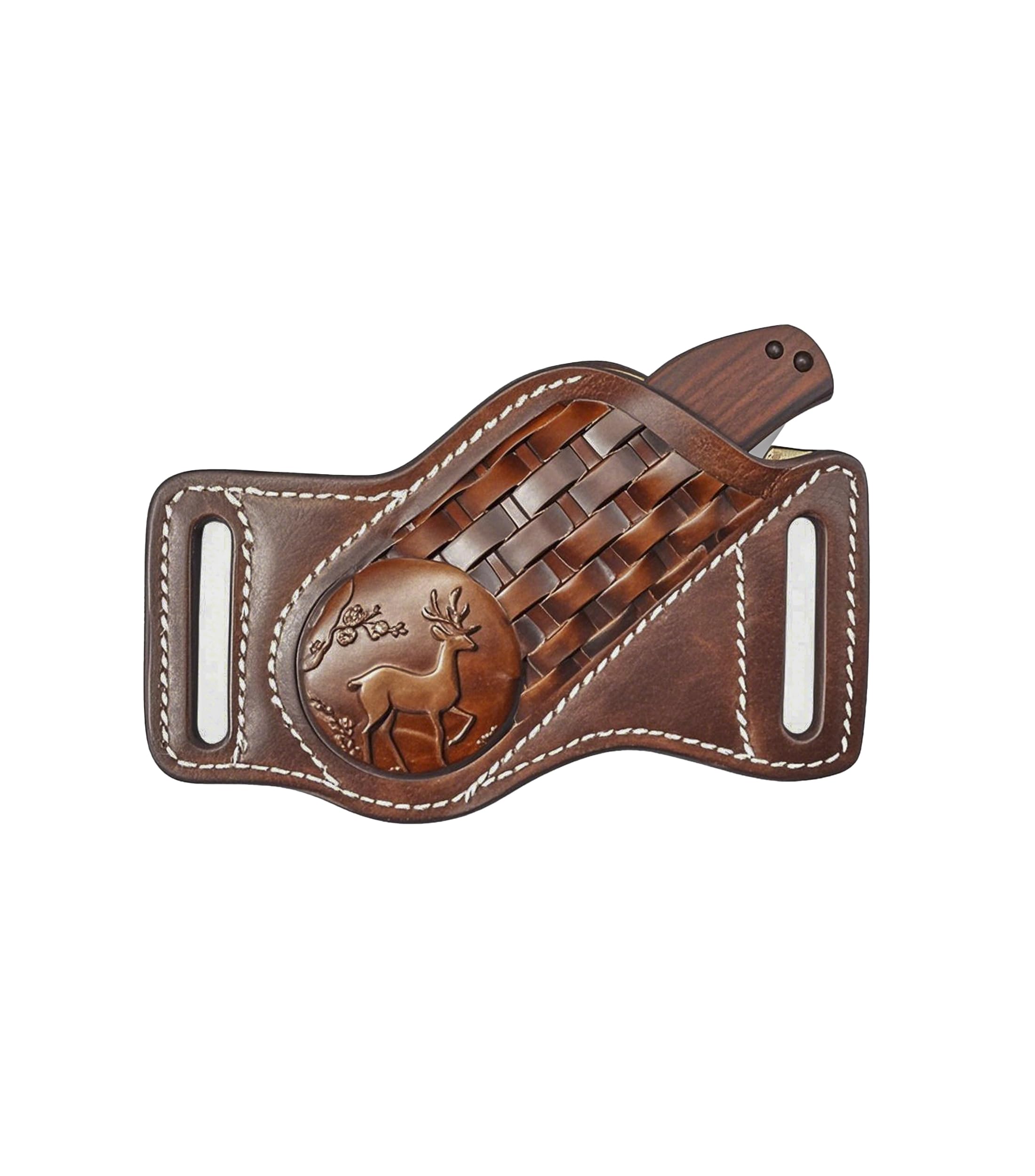 Belt-Friendly Leather Knife Sheath for 4" to 5.5" Closed Folding Knives
| Durable Leather Knife Sheath for Belt, Fits 4