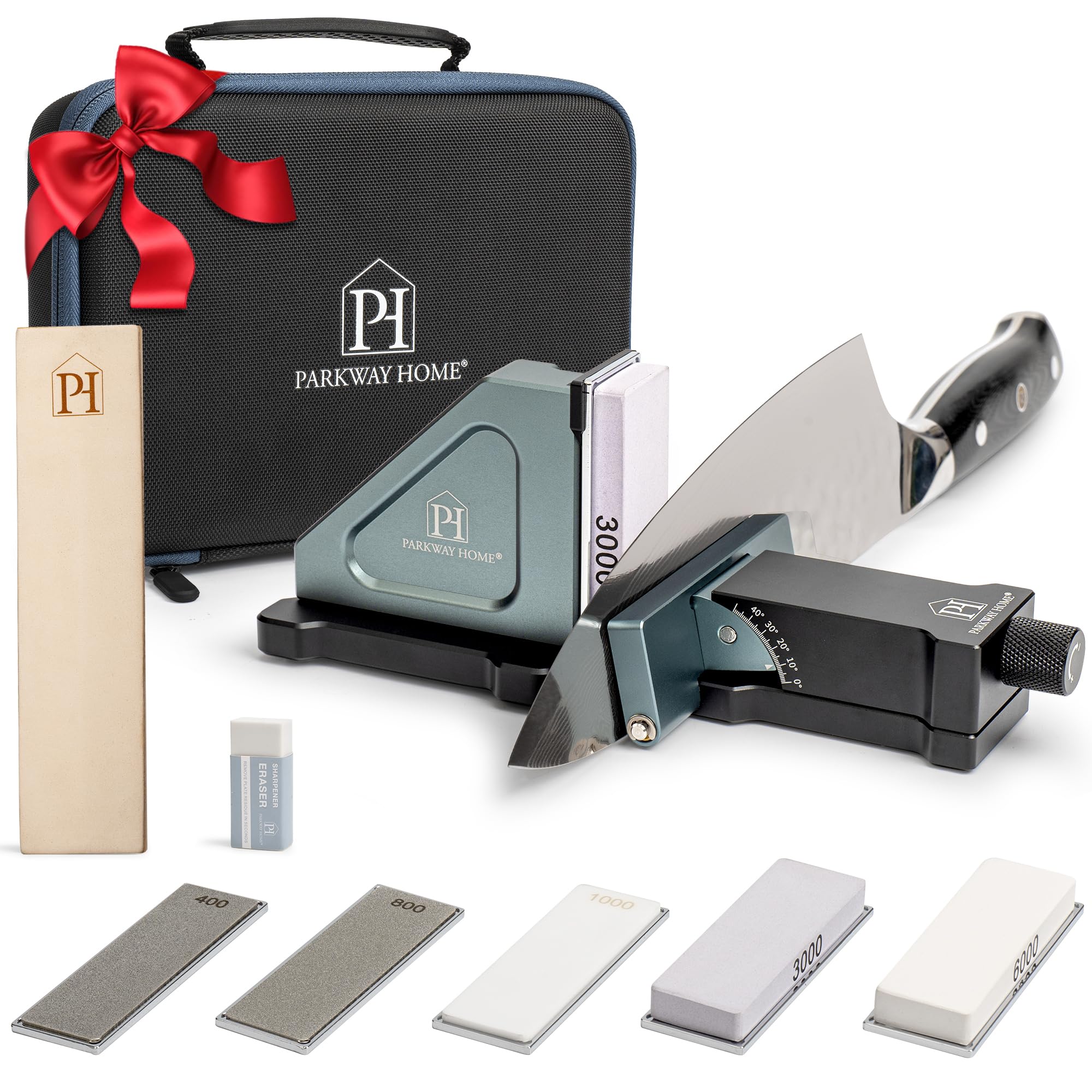  ORIGINAL Adjustable Rolling Knife Sharpener Kit for Kitchen Use: Adjustable Height, 30 Angle Options, 5 Removable Whets